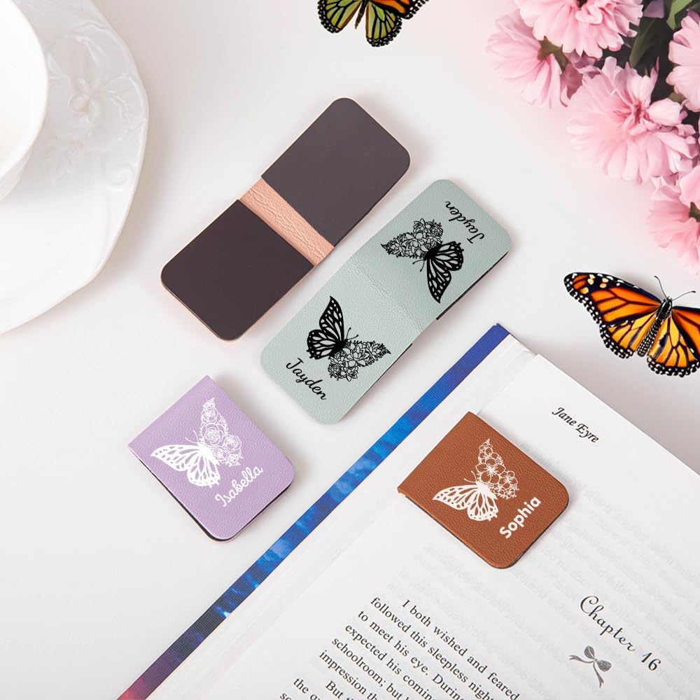 CALLIE Personalized Magnetic Bookmark Clip – Custom Name Reading Gifts for Book Lovers, Birthday Teacher's Day Christmas for Bookworm Gifts (Butterfly)