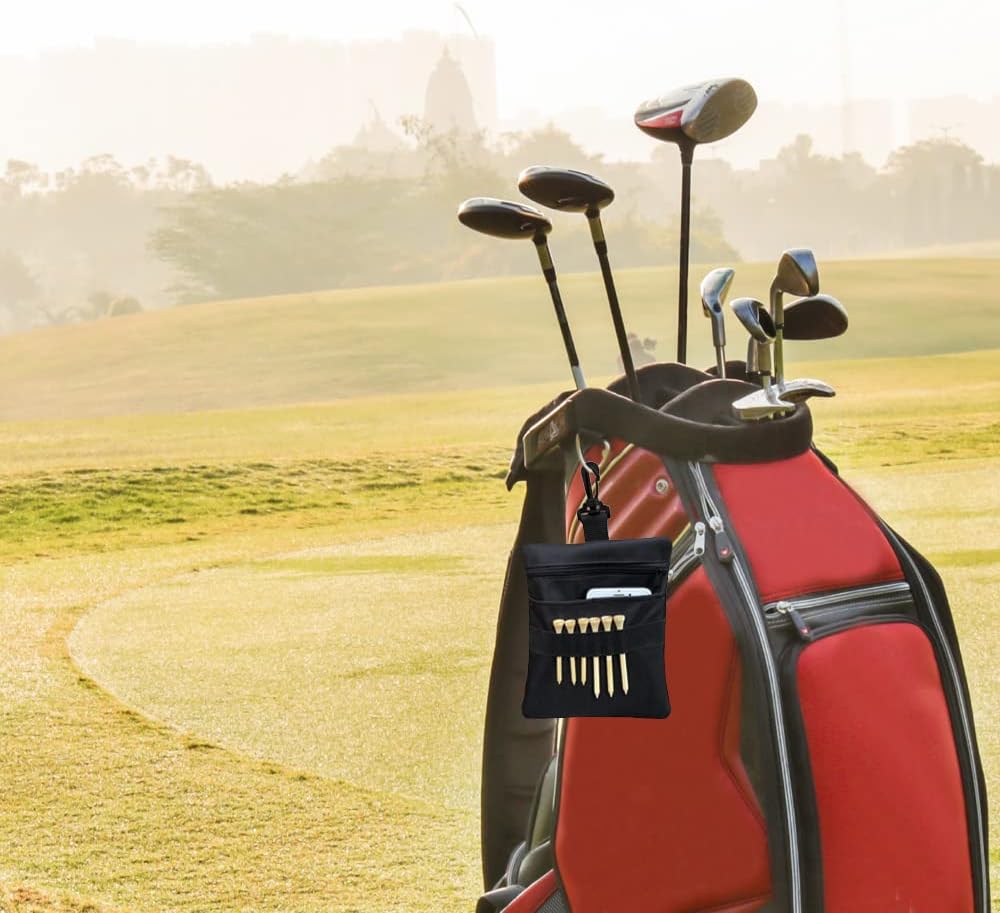 Golf Tee Pouch Bag, Zipper Golf Ball Bag, Accessory Pouch for Men