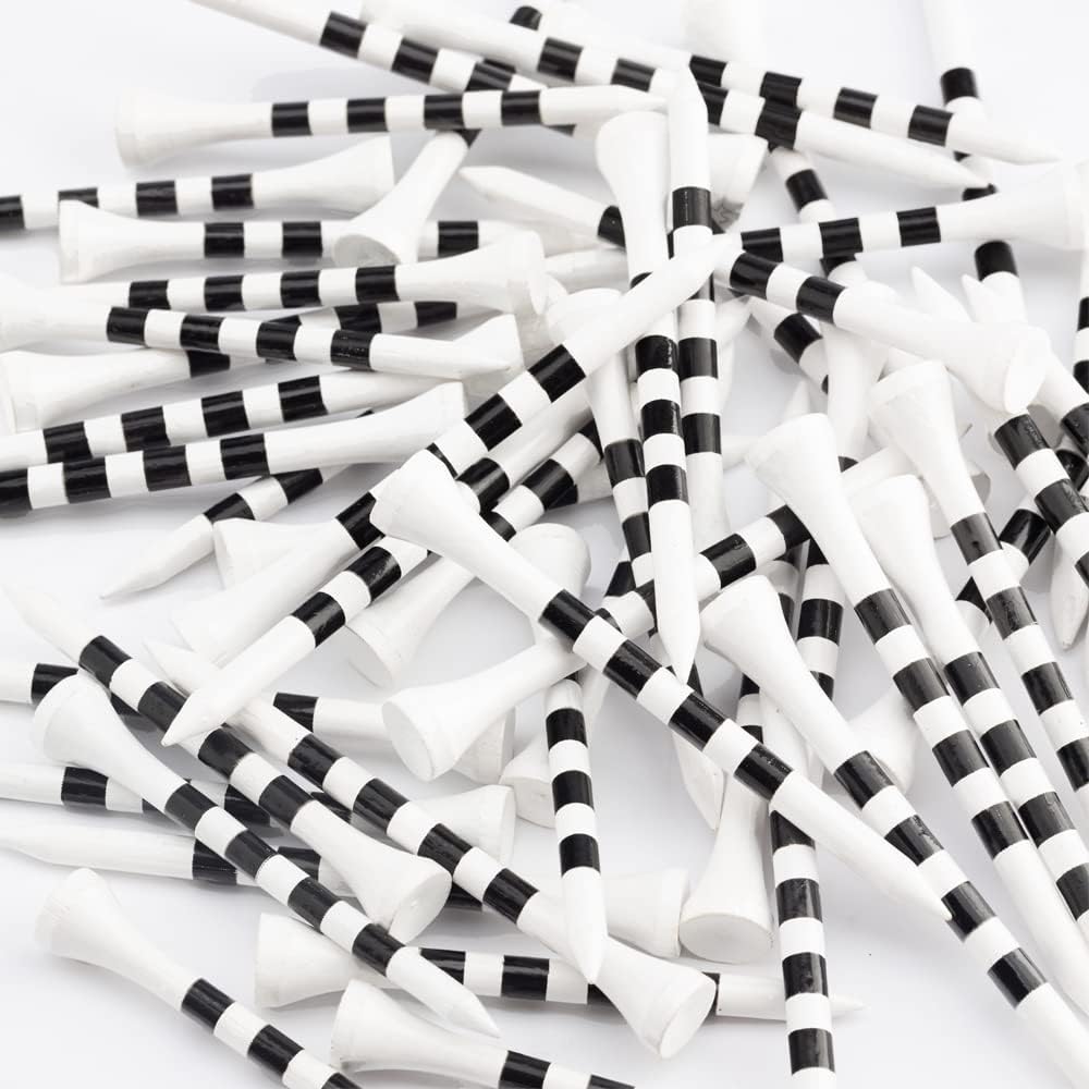 MAZEL Natural Wood/Bamboo Golf Tees 2 3/4 Inch & 3 1/4 Inch,Pack 50 or 120,Reduce Friction & Side Spin,More Stable Golf Tees