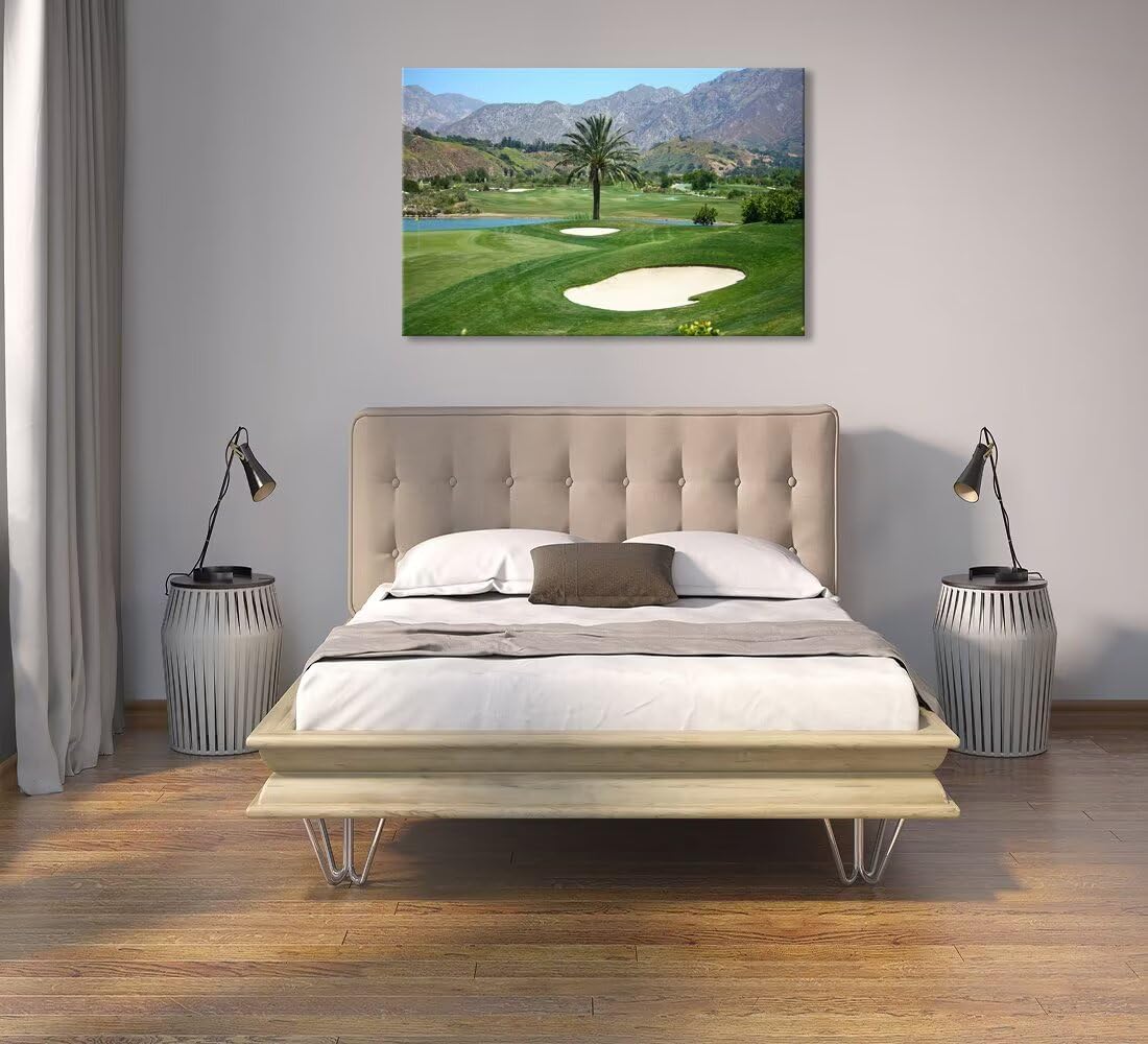 Los Angeles California Golf Course Wall Art for Living Room Bedroom Bathroom Home Decorations Los Angeles Golf Course Picture Poster Framed Artwork Canvas Prints Ready to Hang(12''H x 16''W)