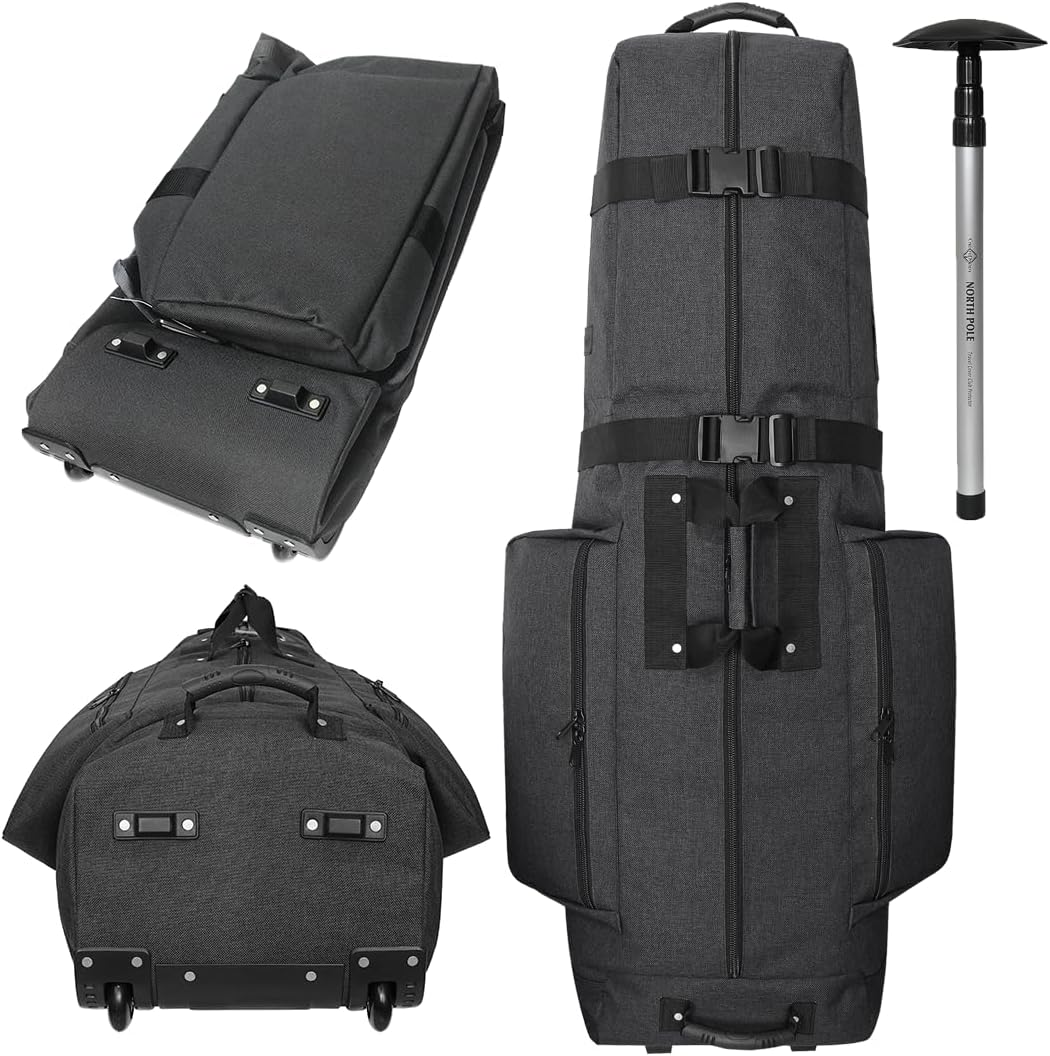 CaddyDaddy Constrictor Soft-Sided Golf Travel Bag Cover with Thick Dense Foam Padded Top 1 Year Full Travel Bag Replacement Coverage | Wheels & Lockable Zippers Case for Transporting Clubs on Airlines