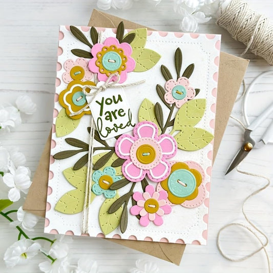 Flowers Metal Cutting Die for Scrapbooking - Cut Stencils for DIY Scrapbook Photo Album Decorative Paper Card, Card Making Supplies, Stencils & Crafting Die Cut (Happy Flower 6.4 x 4.1 in)