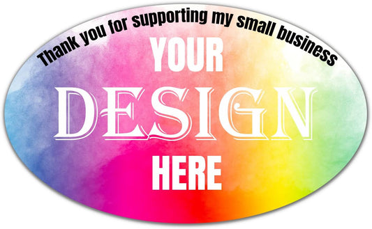 Custom 100-500 Stickers with Logo & Text - Oval, 3x2 Inch Labels for Business & Thank You Notes