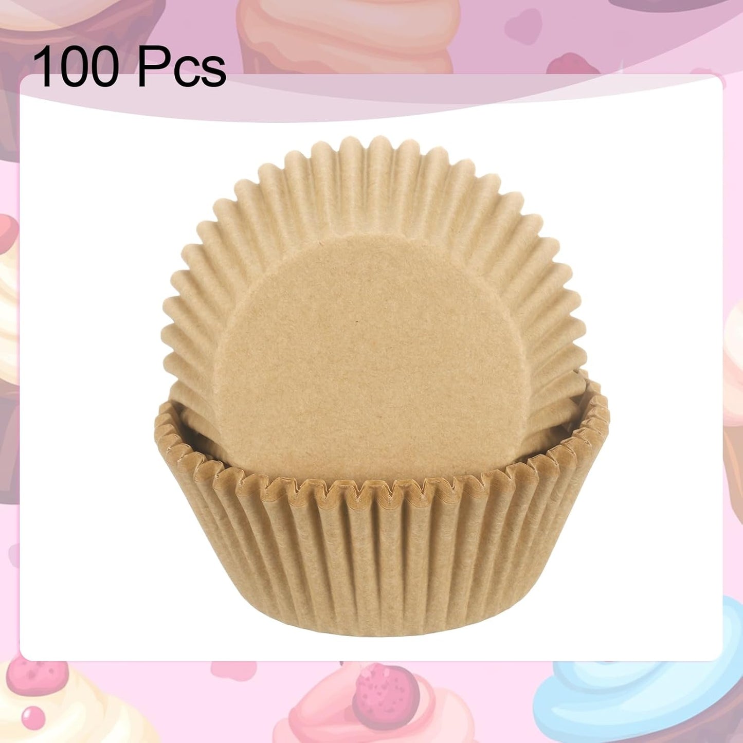 HARFINGTON 100 Count Cupcake Liners Nature Cupcake Cups Standard Size Muffins Liners Papers Baking Cups Wrappers Greaseproof for Party Wedding Birthday