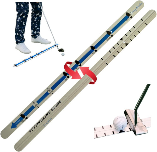 Swing Minder Putting Rail & Golf Stance Training Aid 2-in-1 | Golf Alignment & Putting Ruler 36 Inches with Carrying Case