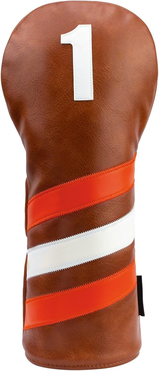 4pcs or 1pc Golf Club Head Covers for Woods, Driver, Fairway, Hybrid – Premium PU Leather with Interchangeable Tags & Magnetic Blade and Mallet Putter Covers