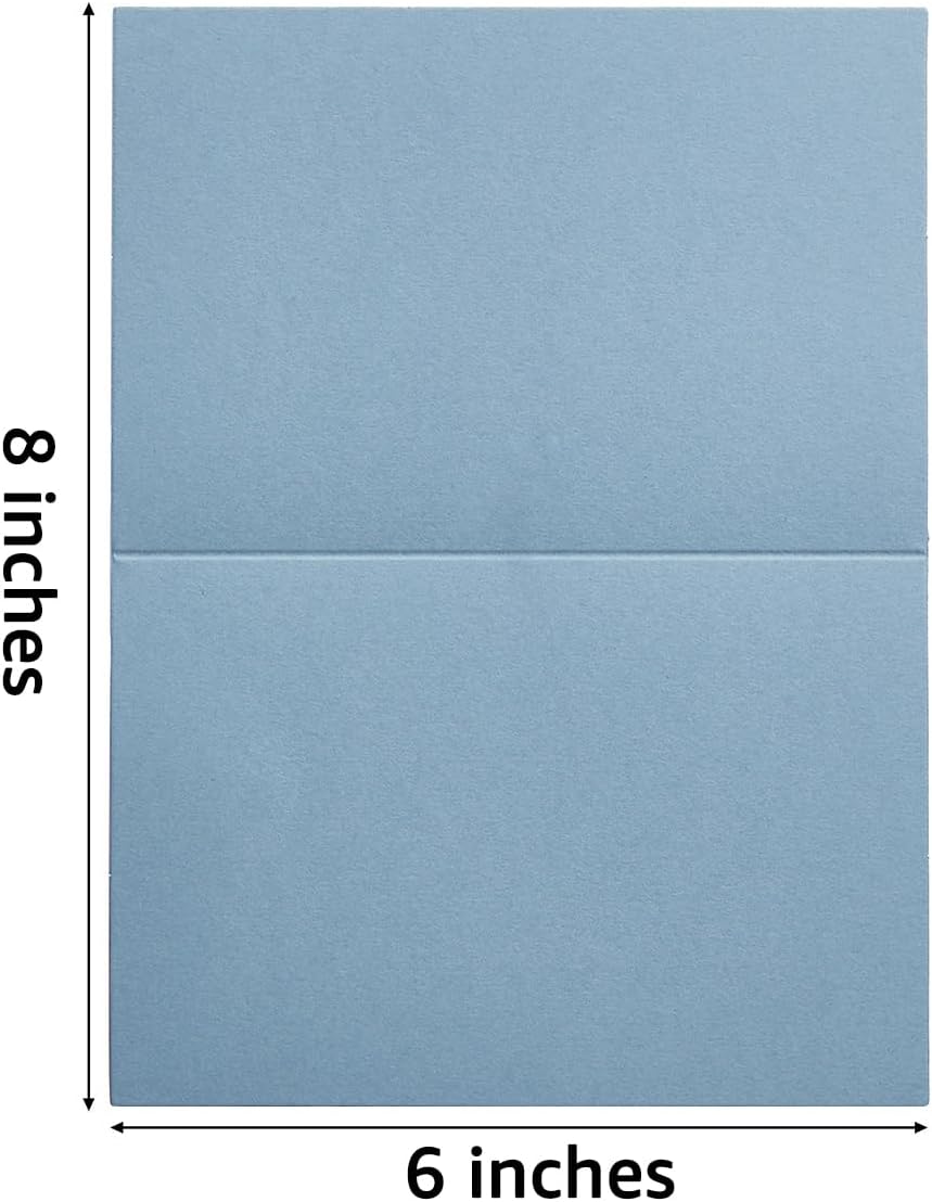 50 Pack Blank Cards Folded Cardstock Thank You Blank Greeting Cards for Invitations, Wedding, Greeting Cards, All Occasion DIY (Dusty Blue, 4x6)