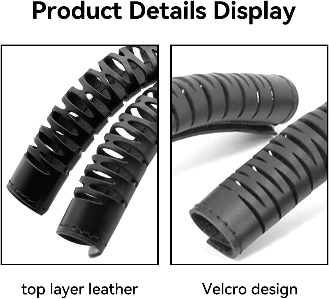 Jiesinlov 2Pcs Bag Handle Wrap Covers for Speedy 25 30 35,Vachetta Leather Grip Protector Strap,Stain and Abrasion Resistant(Black)