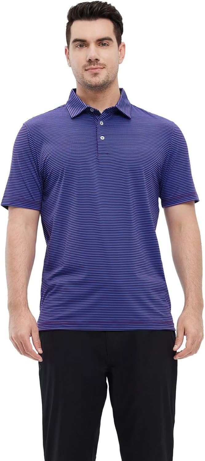Golf Shirts for Men Dry Fit Short Sleeve Print Performance Moisture Wicking Polo Shirt