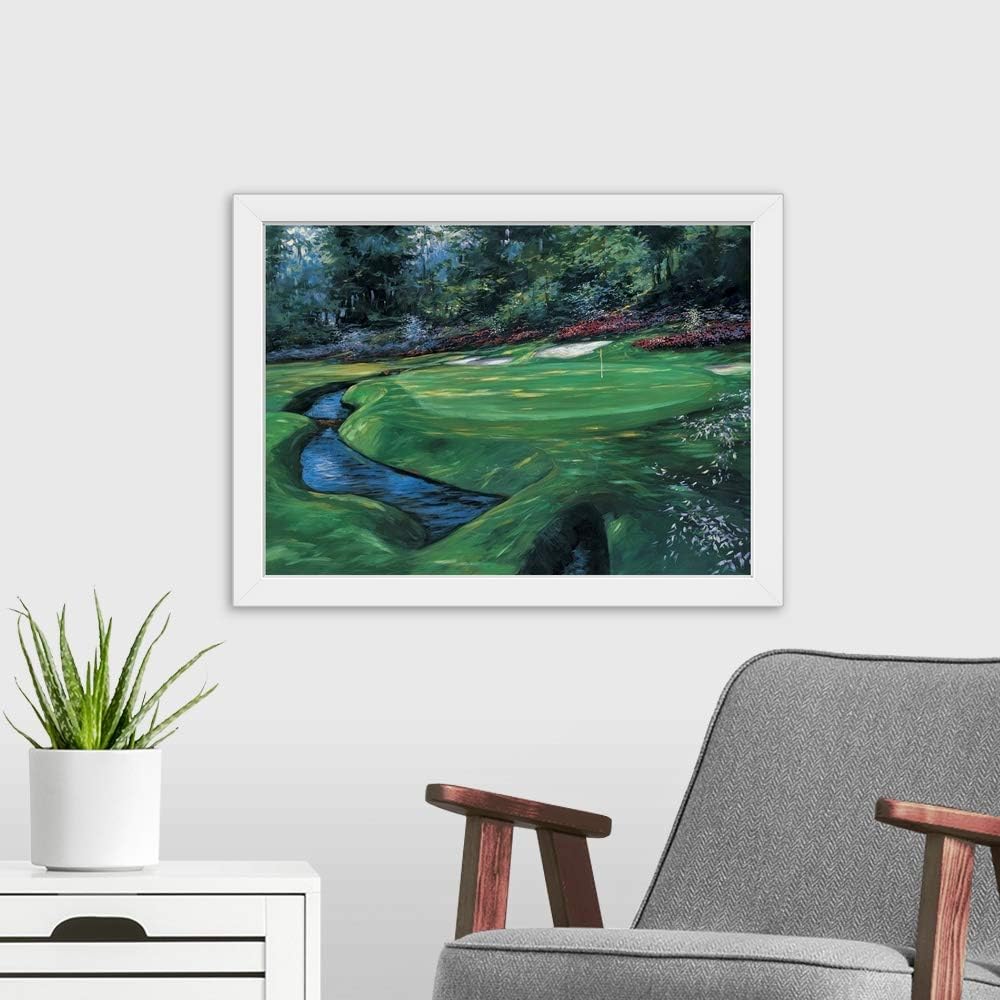 CANVAS ON DEMAND 13th at Augusta White Framed Art Print, Golf Artwork