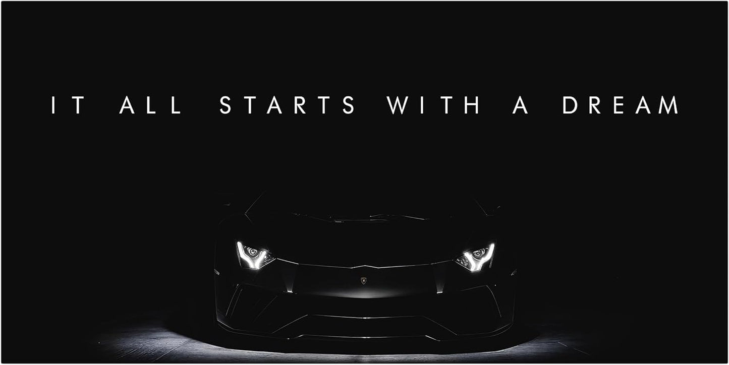 Motivational Wall Art for Office, Super Car Art Canvas, Inspirational Automotive Decor for Lamborghini Aventador Sportscar Lovers, Motivational Wall Decor for Office and Home, Car Poster (8" x 8" in)