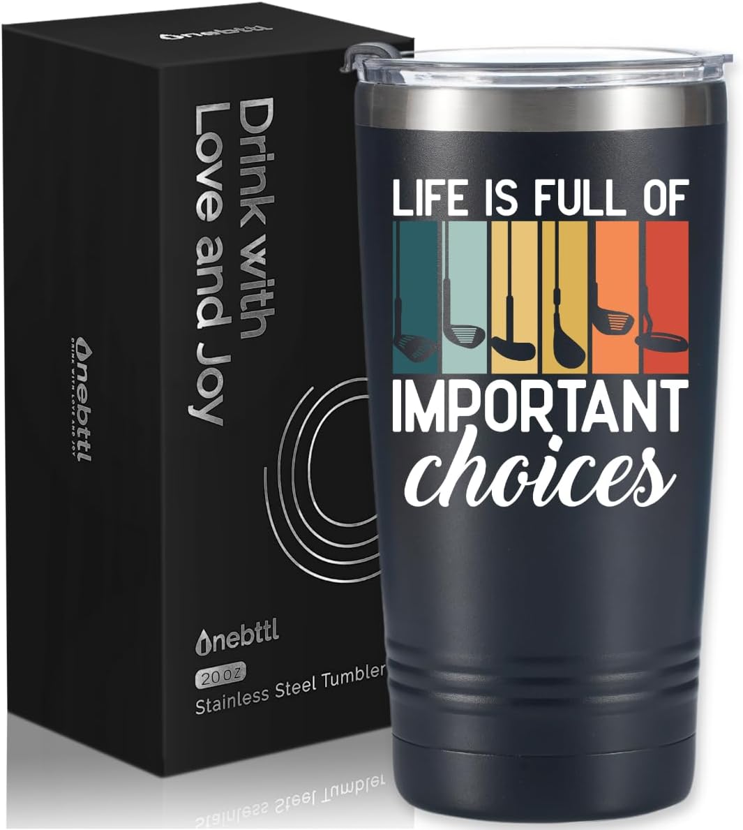 Onebttl Golf Gifts for Men - Funny 20oz Tumbler, Dad & Fathers Day Gift, Birthday Present for Golf Lovers - Black