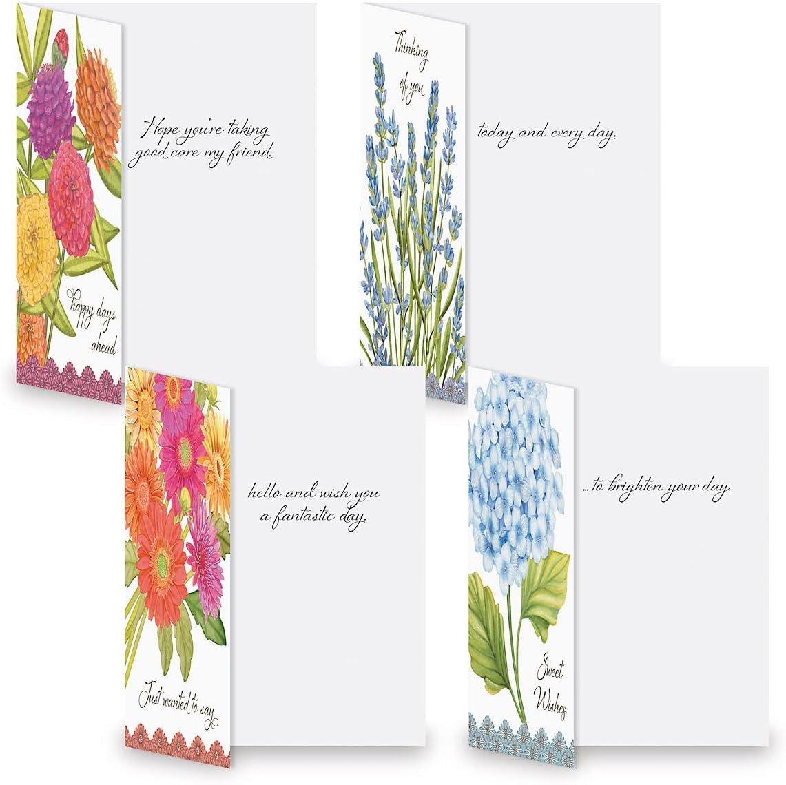Current Sweet Wishes Thinking of You Friendship Greeting Card Set - Value Pack of 20 Cards With White Envelopes for Friends & Family, 10 Designs, Large 5" x 7" Assortment
