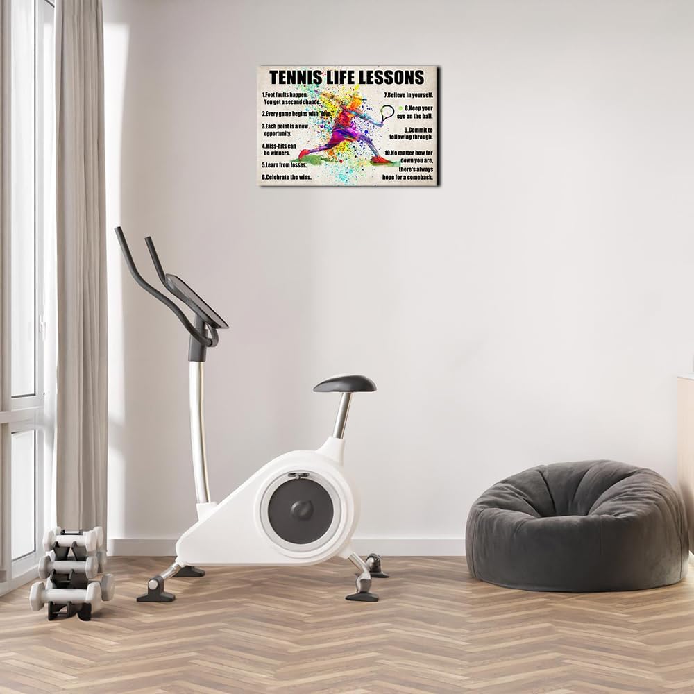 Strofupp Tennis Poster Inspirational Quotes Wall Decor Framed Pictures Prints Vintage Tennis Wall Art Sport Life Lessons Poster 08x12 inches