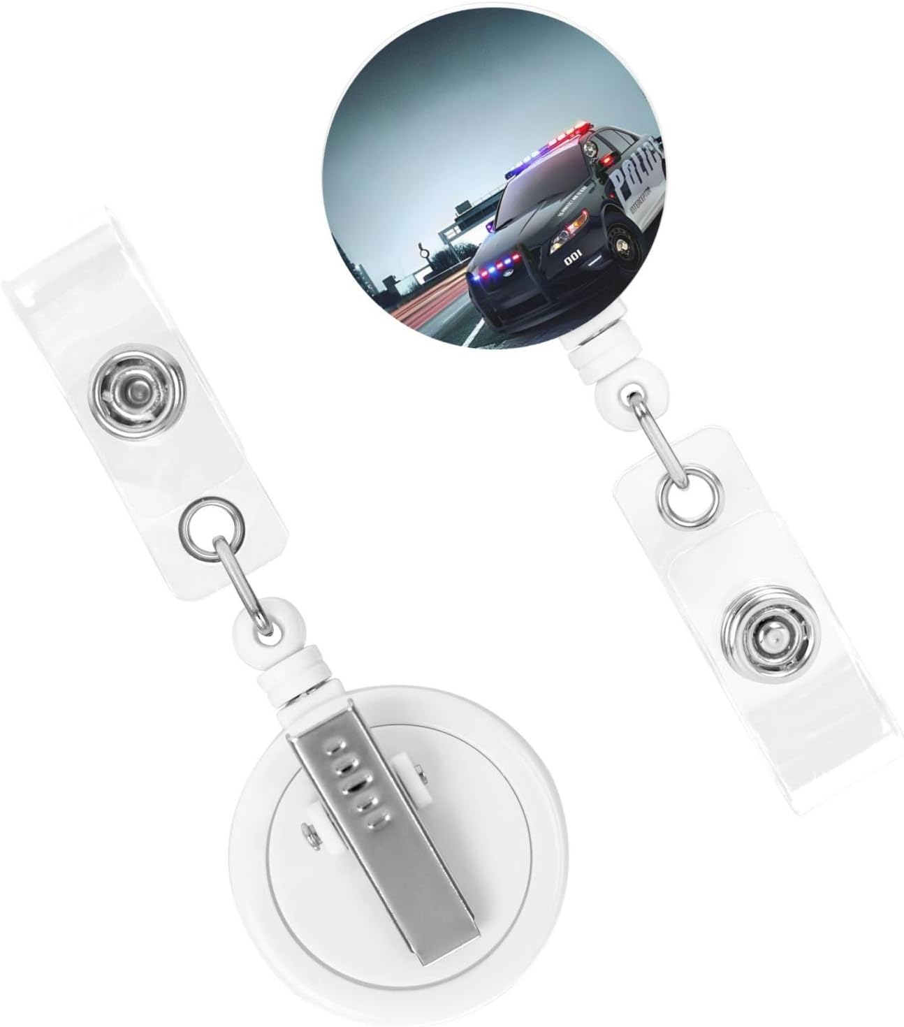 Police Car Badge Reels Retractable Badge Holder with Clip for Id Name Tag Office Worker Student Teacher Nurse Doctor