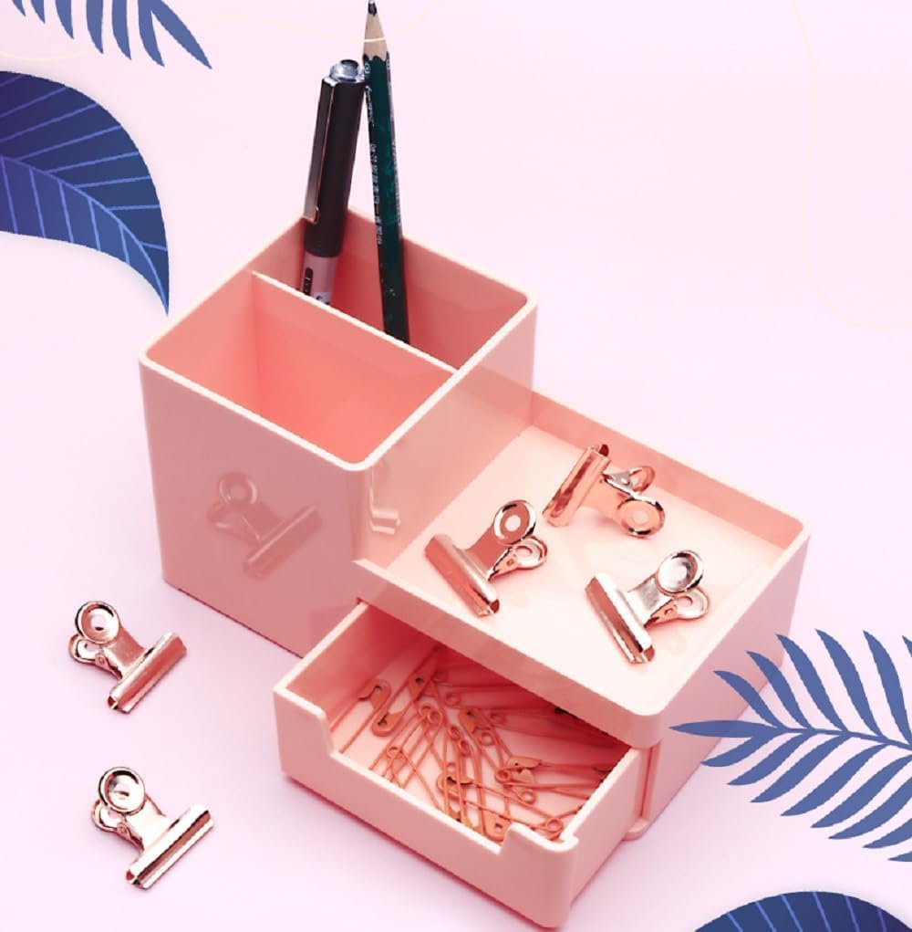 10 Pack Bulldog Clips with Push-pins for Corkboard,Metal Clips for Crafts, Metal Binder Clips for Pictures, Spring Paper Clamps for Office Documents (Rose Gold,2inch)