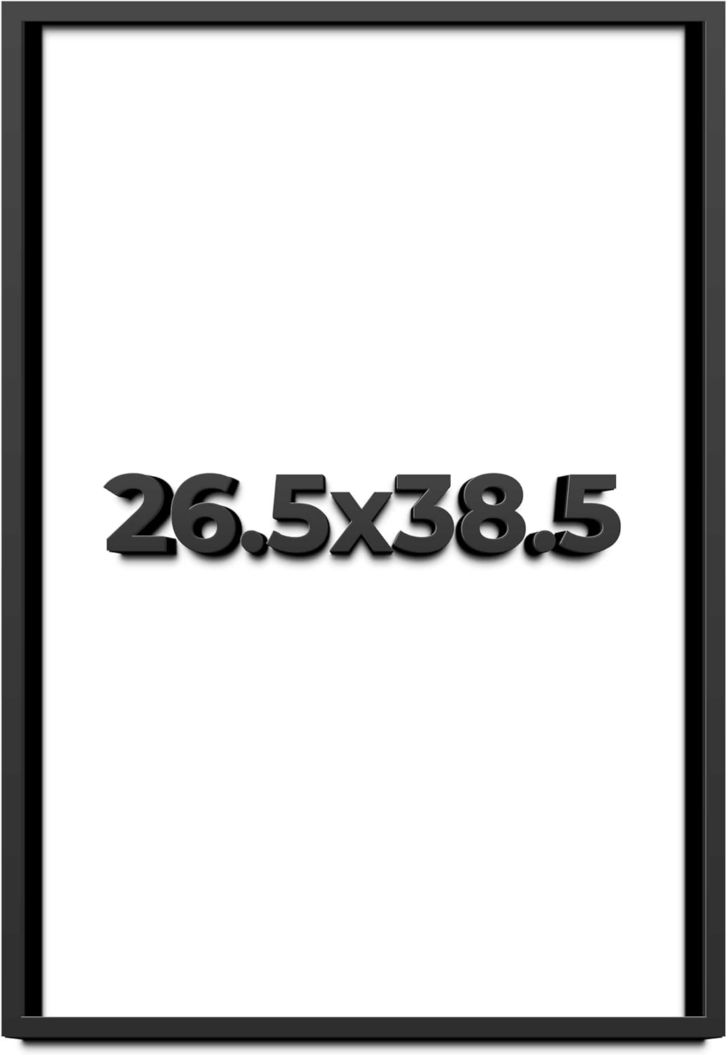 26.5x38.5 Shadow Box Black Solid Wood Display Frame with White Acid-Free Backing UV Acrylic & Hanging Hardware - with 3/4" Usable Depth