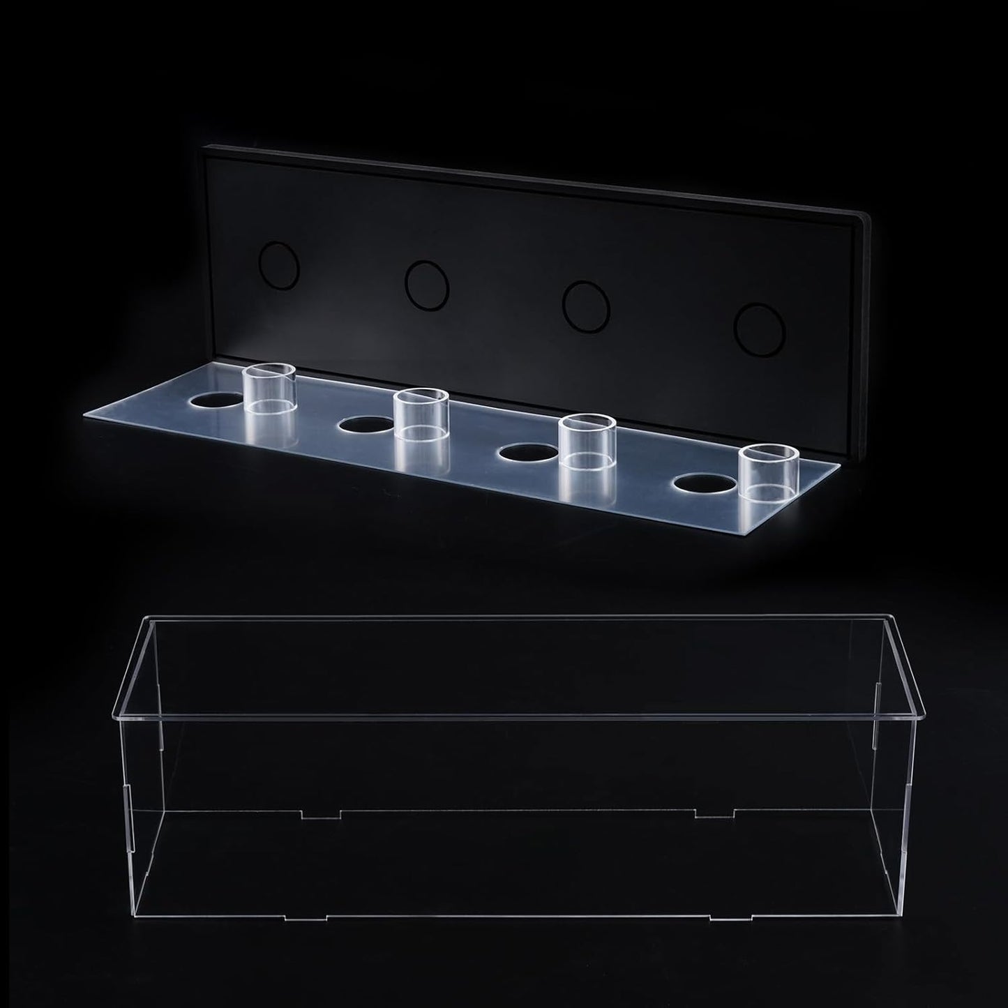 Softball Display Case for 4 Pack in one,Acrylic Baseball Holder Display Stand,Golf Ball Display Case,Clear Display box for Tennis Ball Sports Ball Storage with Base and Mirror Base(need Self-assembly)