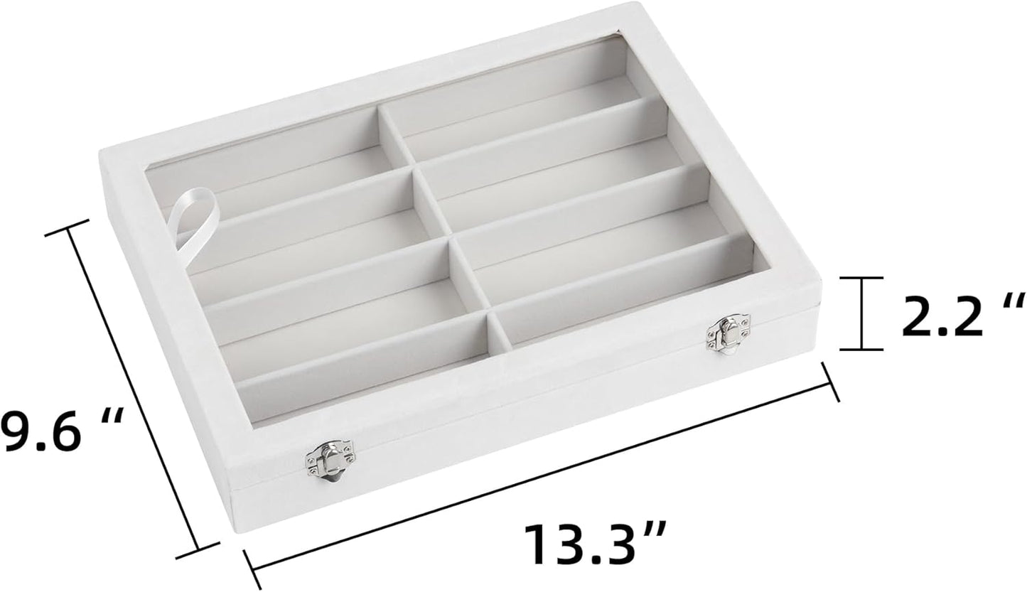 Frebeauty Sunglass Organizer,Velvet Glasses Organizer,8-Slot Sunglasses Tray for Drawer, Men's/Women's Sunglasses Box