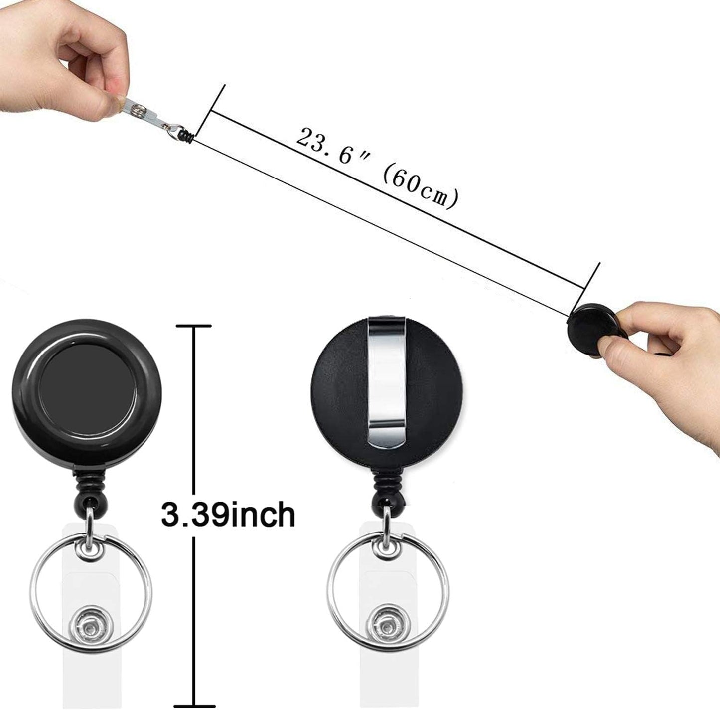 AMUU 6 Colors Lanyards Adjustable Extend Length with Vertical ID Badge Holder and Retractable Badge Reel,Red,Yellow,Black,Green,Purple,Royal Blue,6 Pack