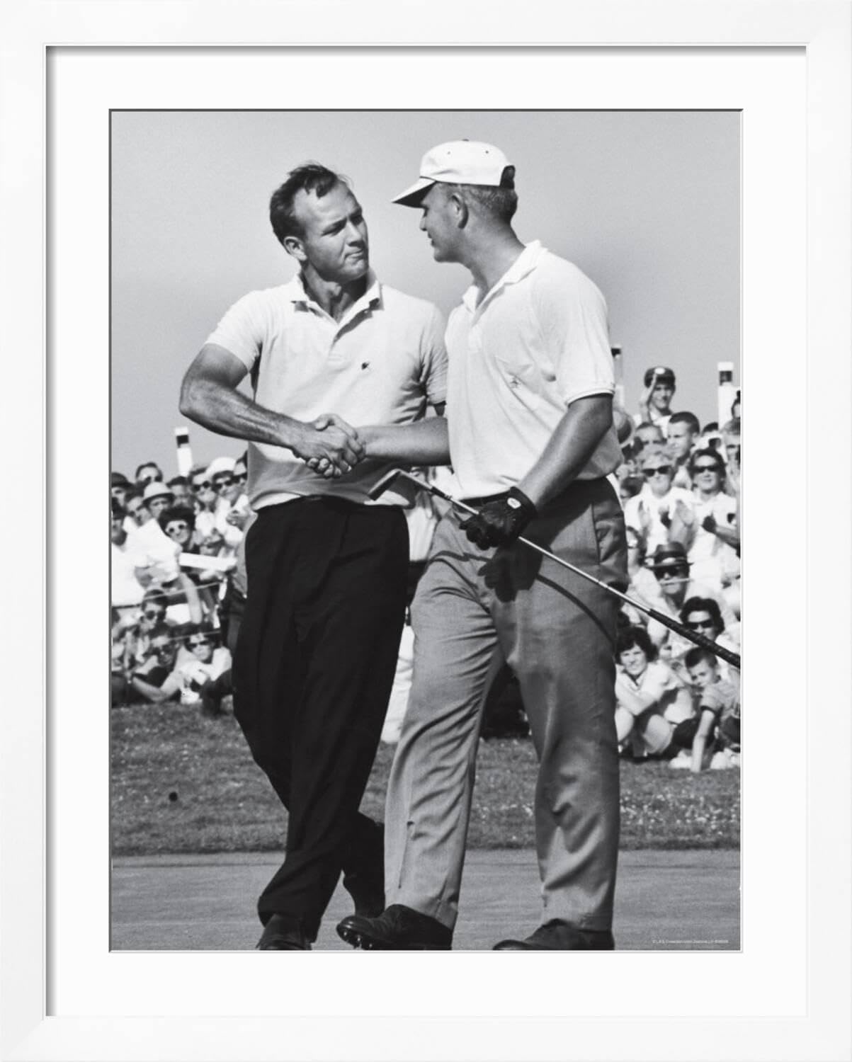 ART.COM Wall Premium Photographic Print Golfer Jack Nicklaus and Arnold Palmer During National Open Tournament on White Frame by John Dominis, 32" x 40"