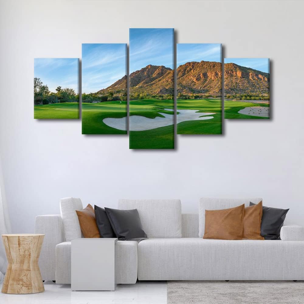 5 Pcs Scottsdale Attractions Canvas Wall Art US Phoenicia Golf Course Print Art Arizona Pictures Home Decor Canvas Wall Art for Living Room Bedroom Poster Painting Framed Ready to Hang - 60"W x 32"H