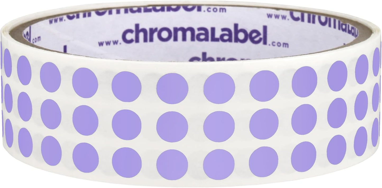 ChromaLabel 0.25 Inch Round Label Permanent Color Code Dot Stickers, 1000 Labels per Roll, Lavender