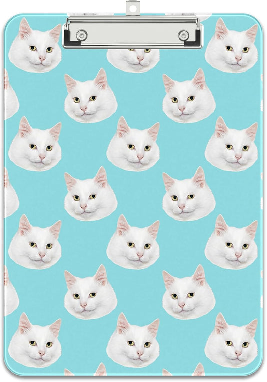 Rimilak Plastic Clipboards with Metal Clip, A4 Letter Size 9 x 12.5 in, Office Decorative for Students Women Men and Kids, Cute Custom Pattern, Cute Cat