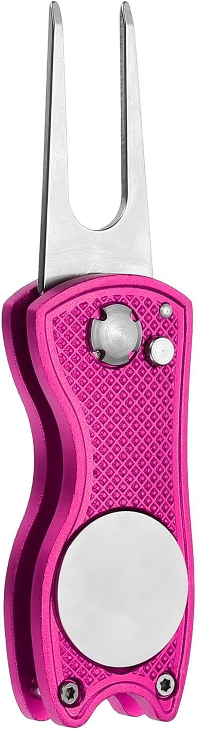 PATIKIL Golf Divot Repair Tool Foldable Metal Golf Green Divot Tool with Magnetic Ball Marker