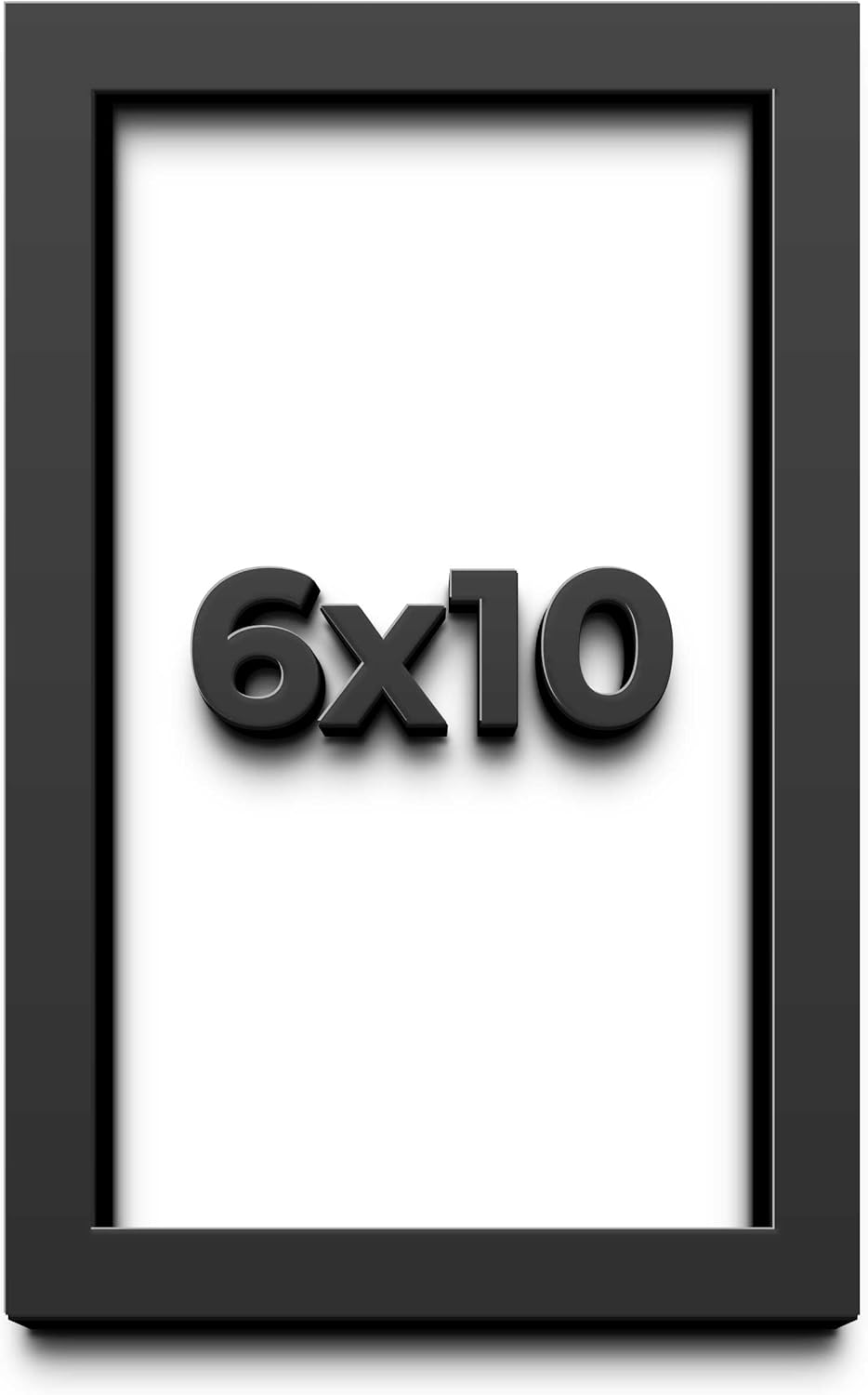 6x10 Shadow Box Black Solid Wood Display Frame with White Acid-Free Backing UV Acrylic & Hanging Hardware - with 3/4" Usable Depth