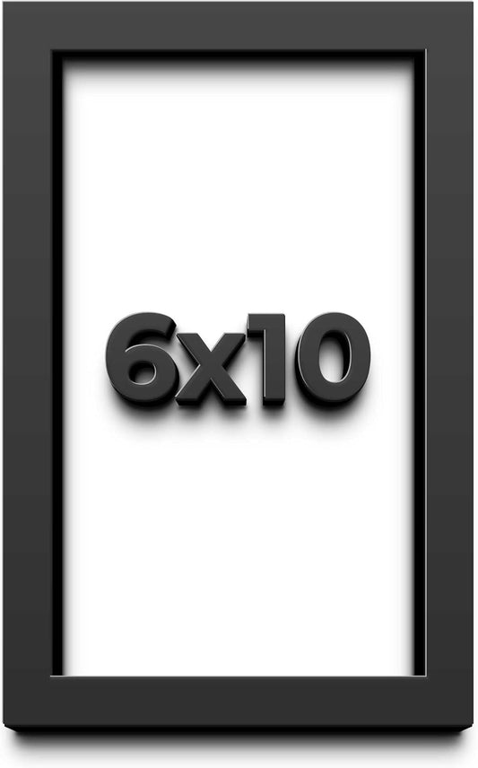 6x10 Shadow Box Black Solid Wood Display Frame with White Acid-Free Backing UV Acrylic & Hanging Hardware - with 3/4" Usable Depth