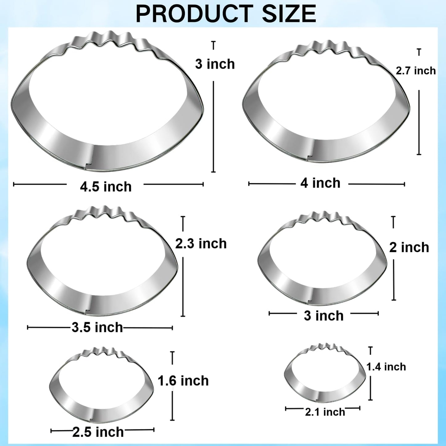 Football Cookie Cutter Set-6 Piece-4.5" 4.0" 3.5" 3.0" 2.5" 2"-Dishwasher Safe-Sports Cookie Cutters Bread and Fondant Baking Molds for Party