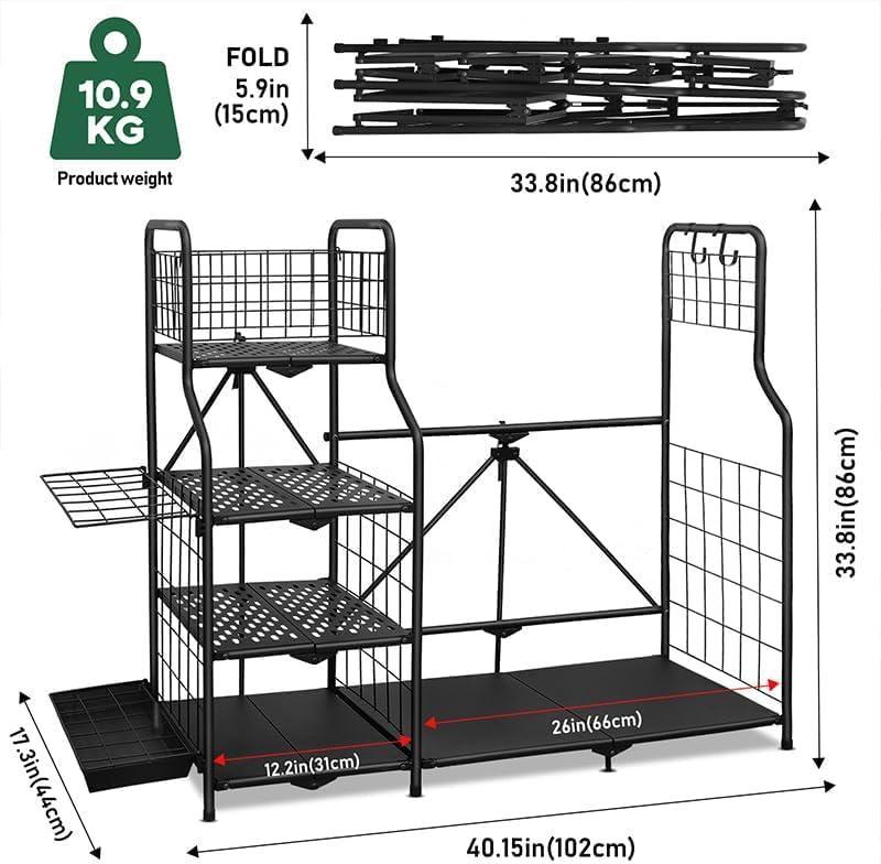 Folding Golf Bag Stand,Golf Storage Organizer for Garage with no Assembly, Golfing Equipment Rack, Extra Storage Rack for Golf Clubs