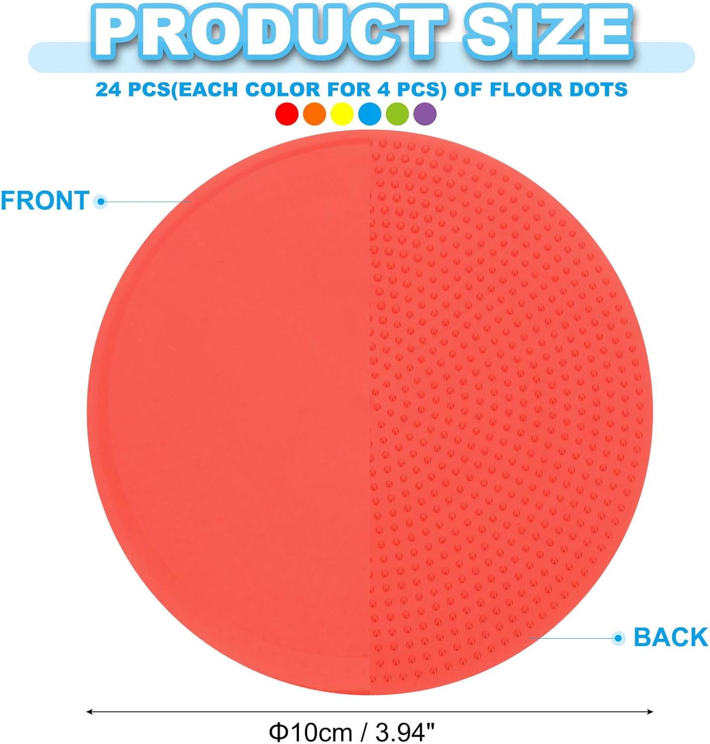 PATIKIL 4 Inch Poly Spot Markers, 24Pcs Non Slip Rubber Floor Dots with Storage Bag Flat Agility Cones for Sports Training Basketball Football