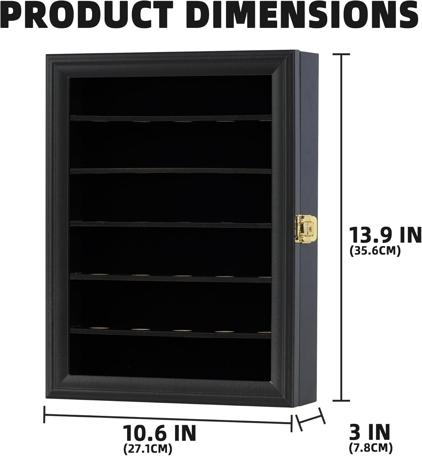 Golf Ball Display Case for 30 Golf Balls, Display Cabinet Great Golfer Memorabilia Gift for Golf Enthusiasts, for Hole-in-1 Display, Wall Mount with Lockable Door Black