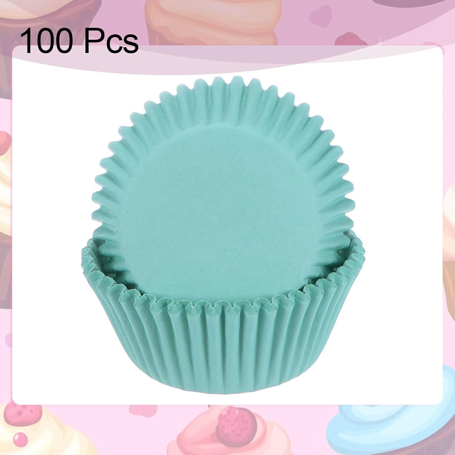 HARFINGTON 100 Count Cupcake Liners Light Blue Cupcake Cups Standard Size Muffins Liners Papers Baking Cups Wrappers Greaseproof for Party Wedding Birthday