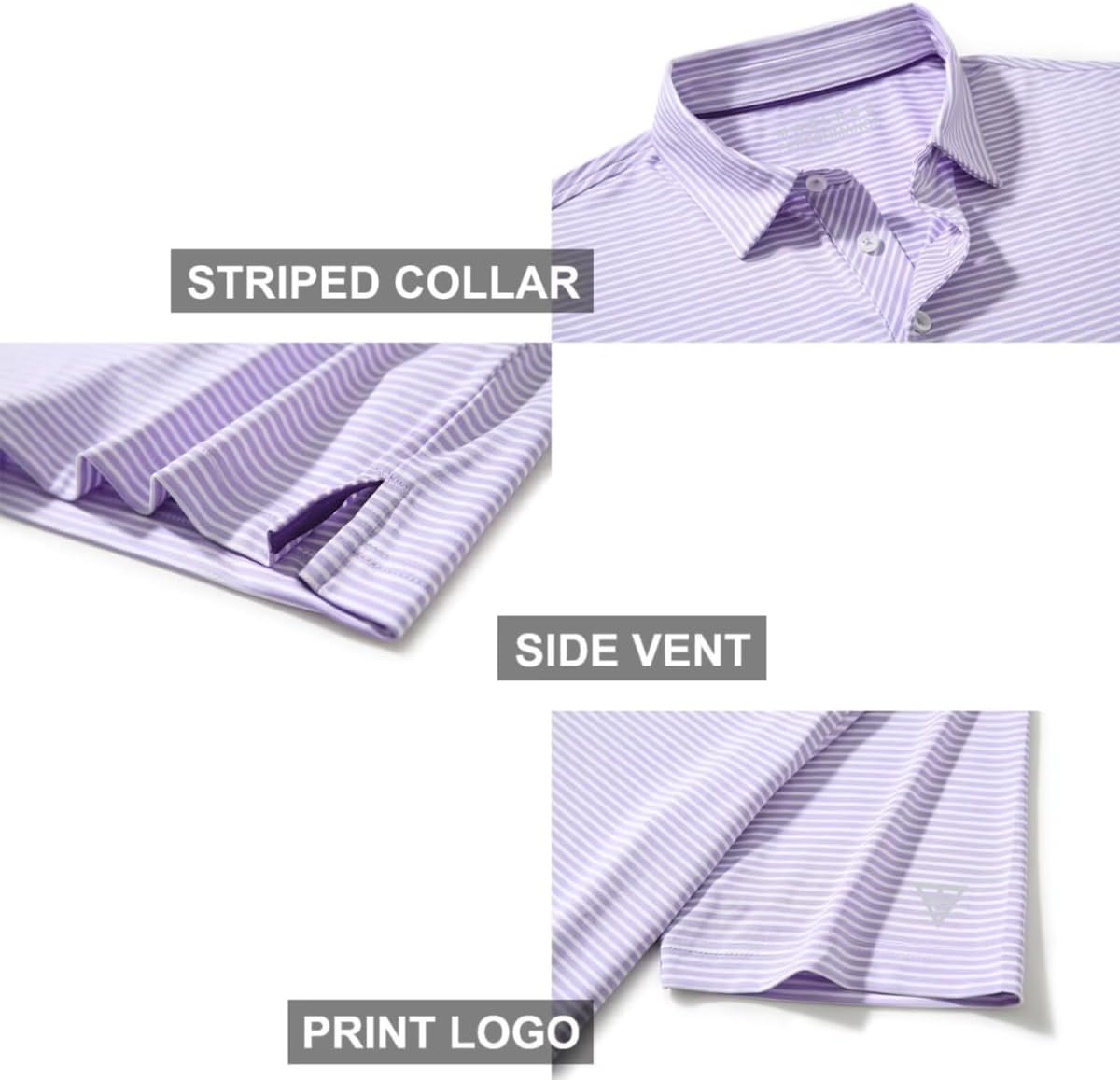 Golf Shirts for Men Dry Fit Short Sleeve Print Performance Moisture Wicking Polo Shirt