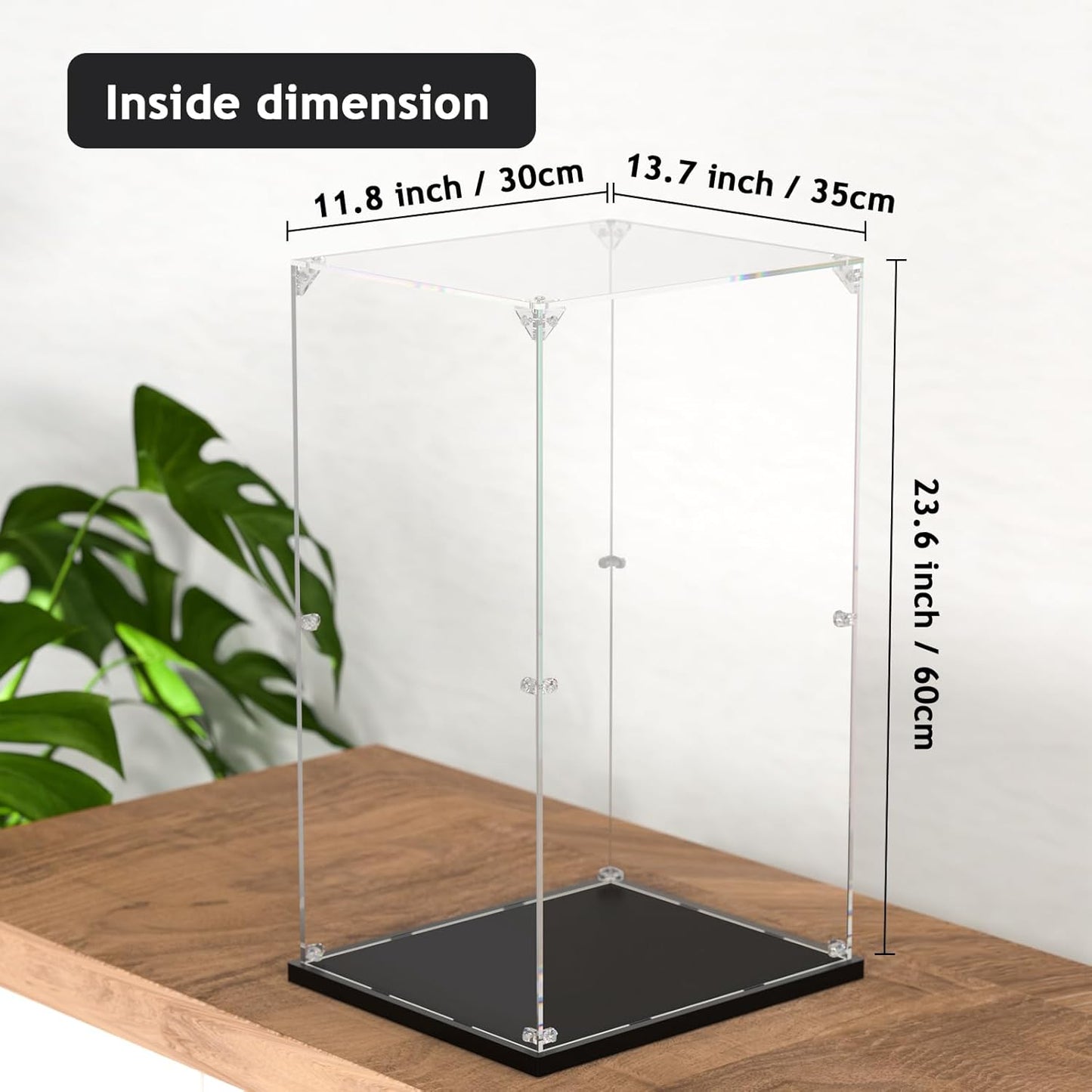 Clear Acrylic Display Case, Zimo momo Self-Assemble Showcase for Collectibles, Action Figures,Dolls, Toys - Alternative Glass Box for Commemorative Gifts(13.7x11.8x23.6 inch, 35x30x60 cm)
