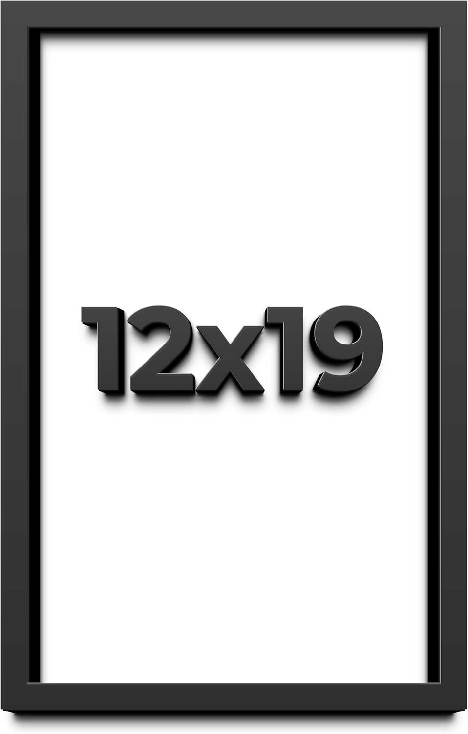 12x19 Shadow Box Black Solid Wood Display Frame with White Acid-Free Backing UV Acrylic & Hanging Hardware - with 3/4" Usable Depth
