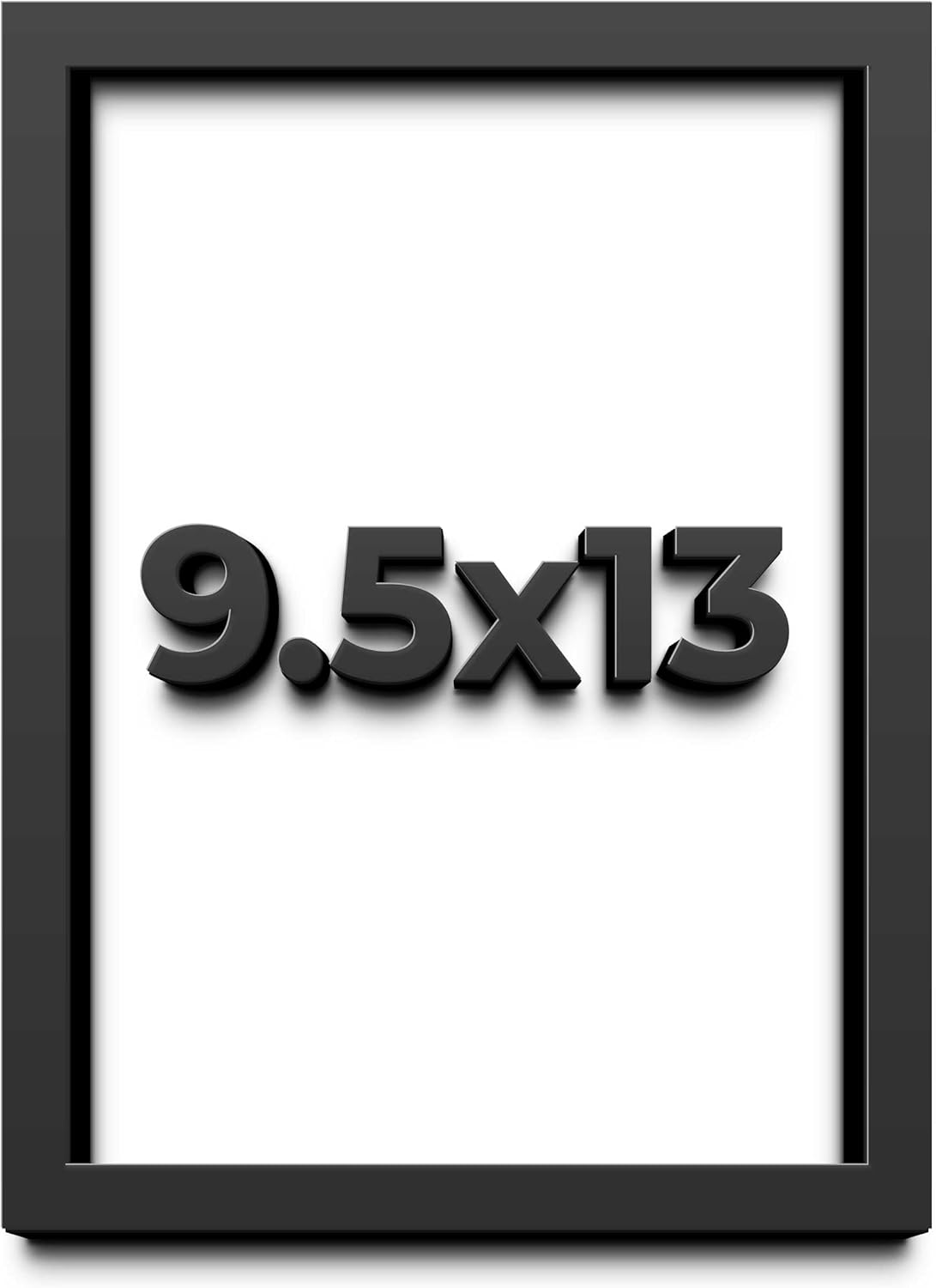 9.5x13 Shadow Box Black Solid Wood Display Frame with White Acid-Free Backing UV Acrylic & Hanging Hardware - with 3/4" Usable Depth