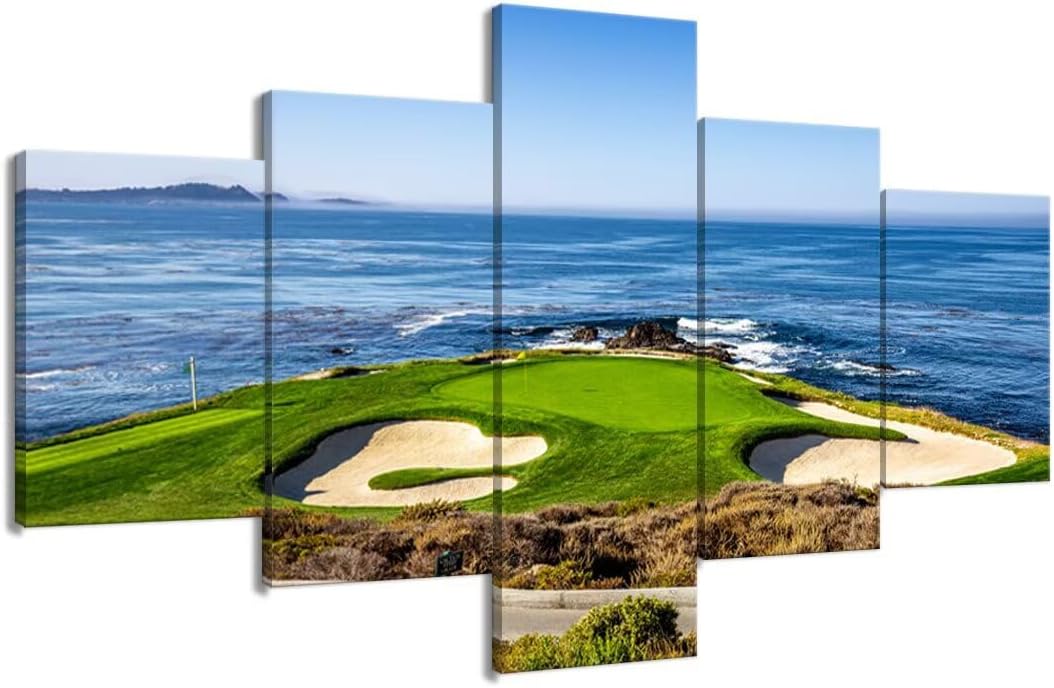chenchenArt USA California Golf Course Wall Art Picture Golf Course Wall Decor for Living Room Bedroom Home Decorations Golf Artwork Canvas Prints Framed Ready to Hang(60''W x 32''H)