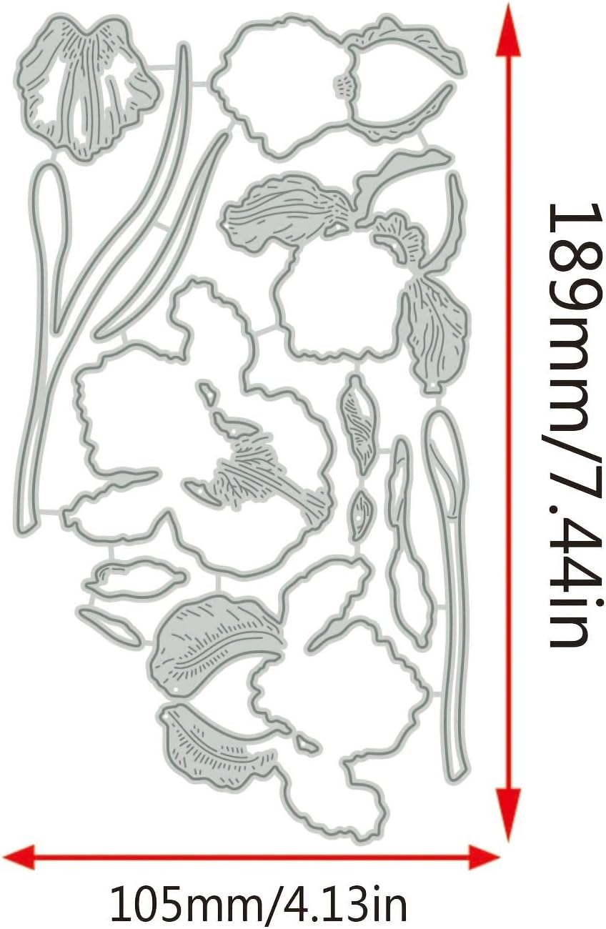 Flowers Metal Cutting Die for Scrapbooking - Cut Stencils for DIY Scrapbook Photo Album Decorative Paper Card, Card Making Supplies, Stencils & Crafting Die Cut (Oleander 7.4 x 4.1 in)