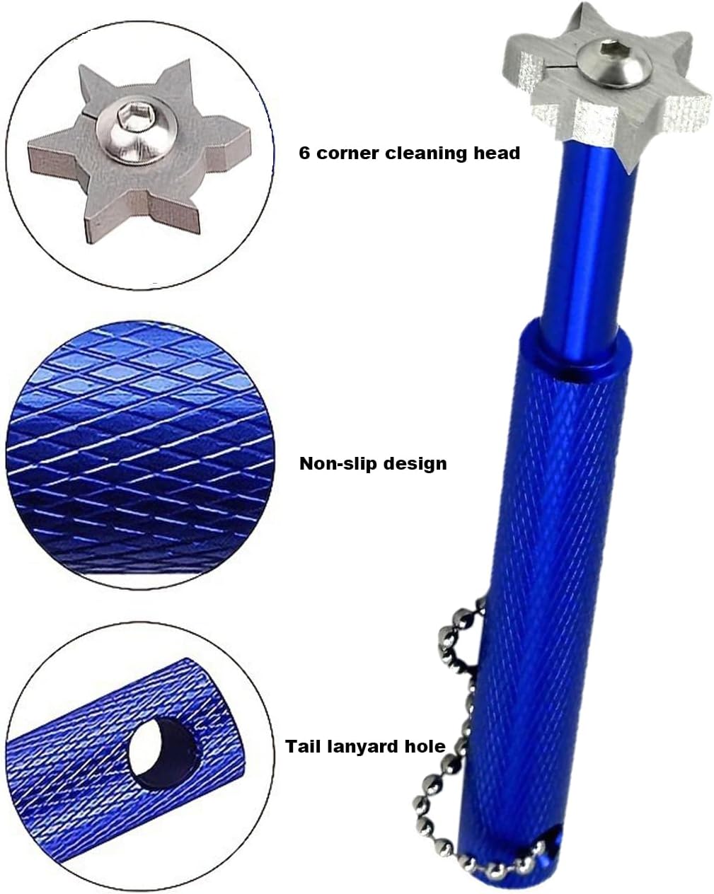 Golf Club Groove Sharpener with 6 Heads Re-Grooving Cleaning Tool Golf Accessory for All Irons Pitching Sand Lob Gap, Utility Clubs and Approach Wedges