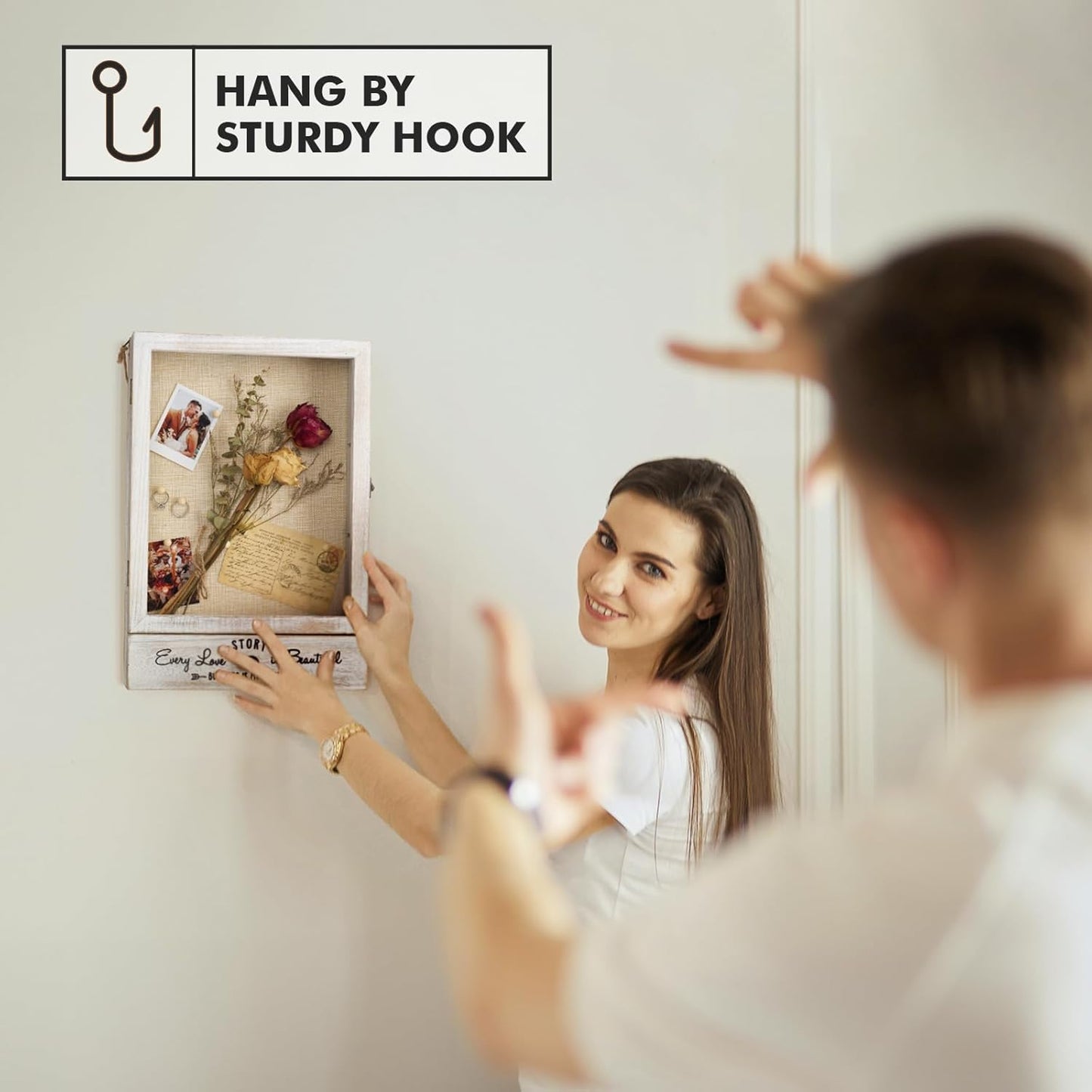 AW BRIDAL 11X16 Large Shadow Box Picture Frames Deep Shadow Boxes Display Cases with Removable Shelves and Drawers, White Wooden Memory Boxes for Keepsakes with Slot Ideas