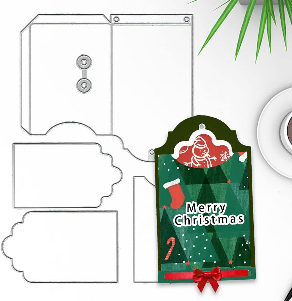 3D Card Shape Die Cuts for Card Making, Rectangular Gift Card Envelope Cutting Dies Sets Label Tag Dies Stencils Embossing Template for Scrapbooking DIY Cards Album Crafts Supplies