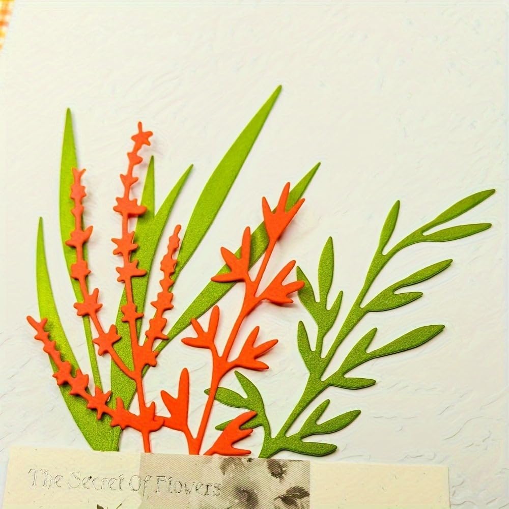 Flowers Metal Cutting Die for Scrapbooking - Cut Stencils for DIY Scrapbook Photo Album Decorative Paper Card, Card Making Supplies, Stencils & Crafting Die Cut (Seagrass 5.1 x 4.4 in)