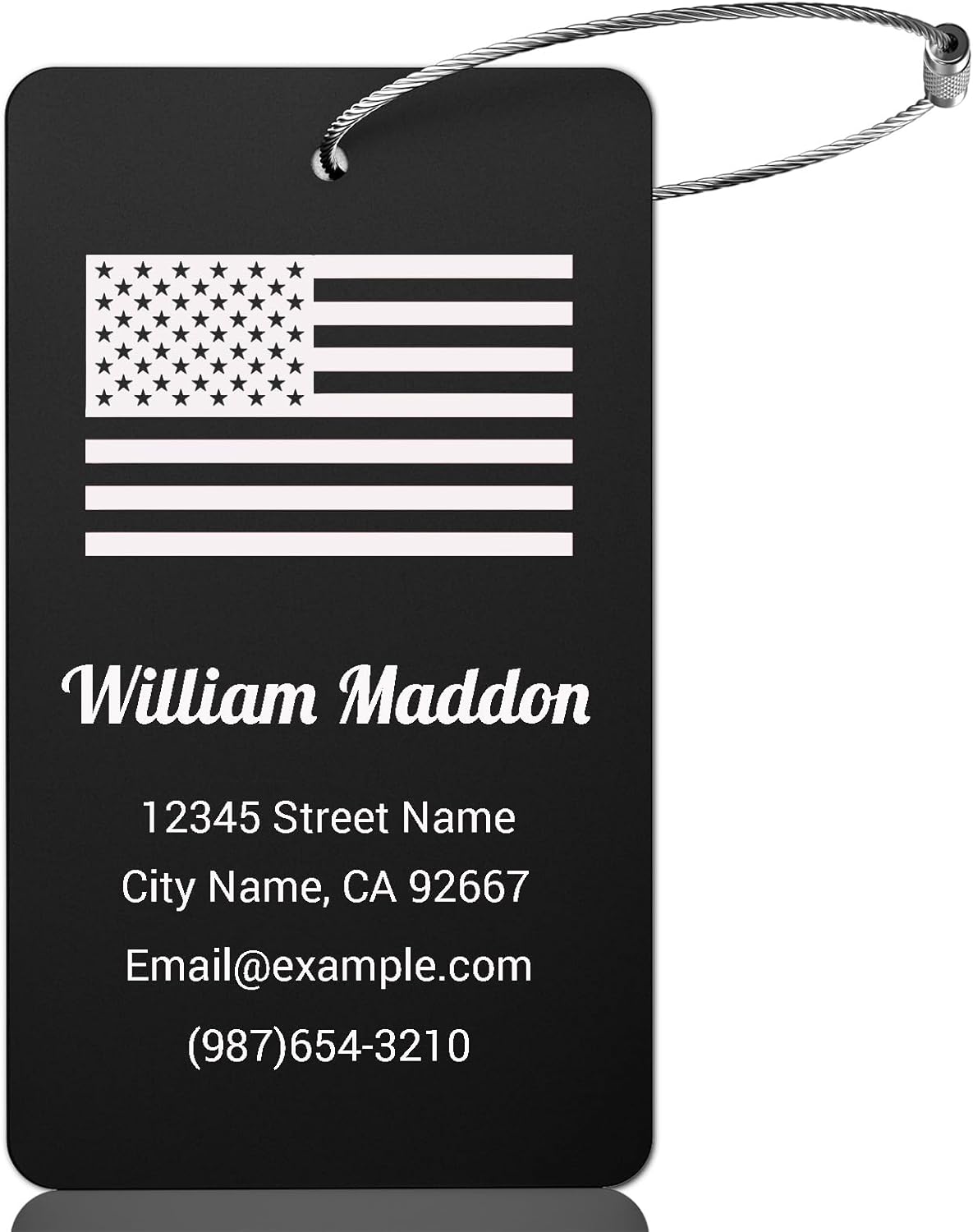 Luggage Tags for Suitcase - Black Personalized Engraved Metal Tag for Cruise Travel - Custom Name Tags Suitable for Bags and Backpacks No Underline (2x3.5 inch)