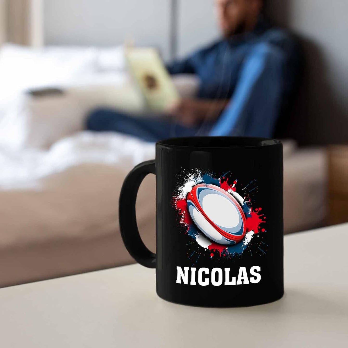 Personalized Choose Name Rugby Black Ceramic Mug Gifts For Fans Team Sport, Customized Rugby Ball Coffee Mugs Cups 11 Oz 15 Oz, Rugby Player Coffee Cup, Rugby Travel Team Mug, Rugby Ball Sport Mug