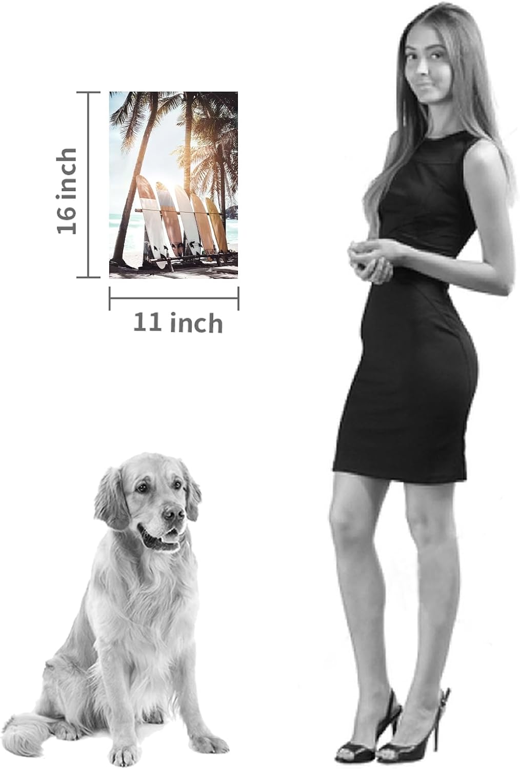 Hardy Gallery Palm Tree Wall Art Surfboard Pictures: Beach Scene Painting Coastal Wall Decor Seaside Artwork Surfing Ocean Print in Beach Canvas for Bathroom 16"x11"