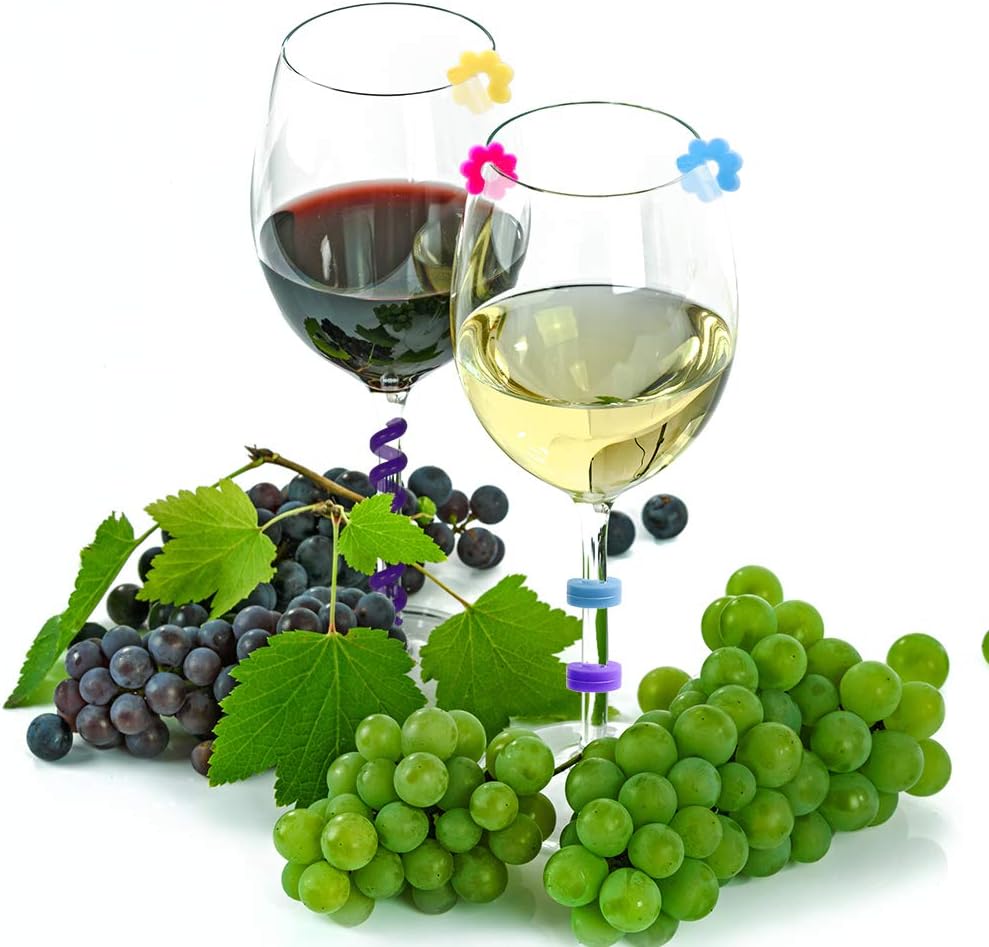 Jolbndcv 30 Pcs Silicone Drink Markers Wine Glass Charms Markers Drink Markers for Champagne Flutes Cocktails Martinis Wine Glass 3 Shape